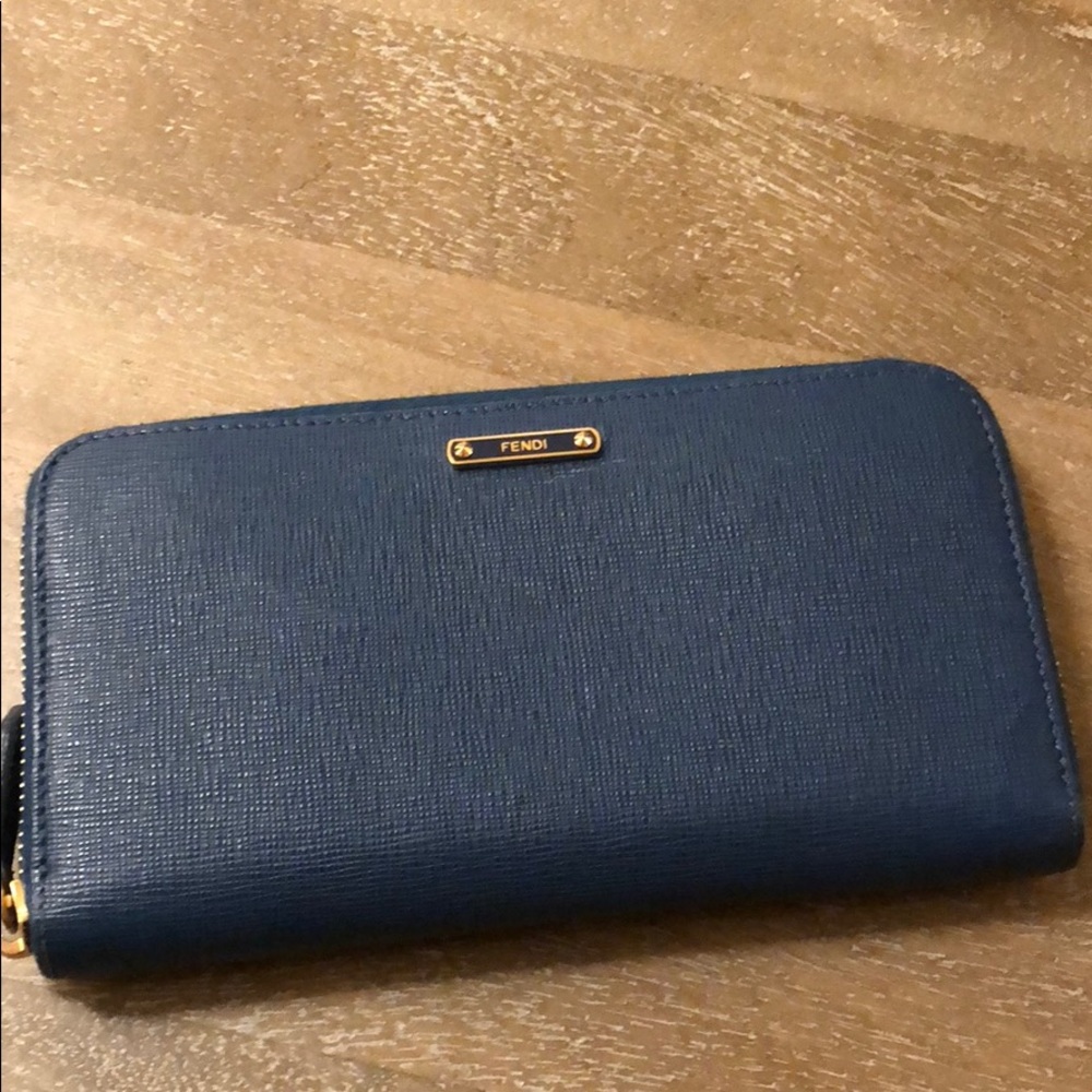 Fendi zip around wallet in blue